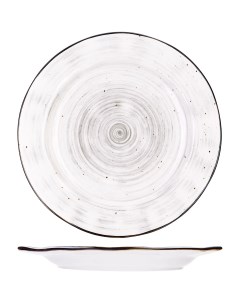 Тарелка мелкая Пастораль 228х228х20мм фарфор серый Kunstwerk