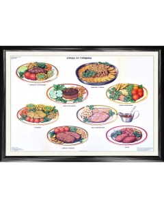 Блюда из говядины советский плакат на тему кулинарии 1991 г большой формат Rarita