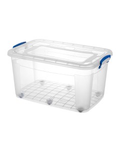 Контейнер 50 л 63х40 5х33 см Storage Box с синими ручками на колёсах El casa