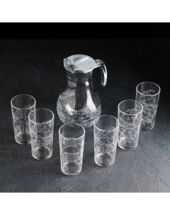 Набор питьевой Ассоль 7 предметов кувшин 1 л стаканы 230 мл 6 шт Gidglass