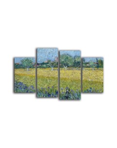 Картины Модульная картина Ирисы в поле 100х70 Красотища