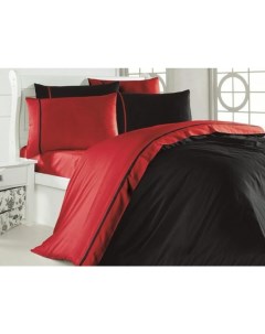 Комплект постельного белья DUET RED BLACK хлопковый сатин евро First choice