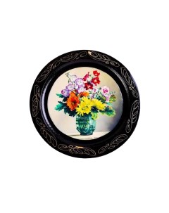 Тарелка декоративная Цветы D 18 см лаковая миниатюра Sima-land
