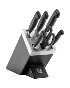 Набор кухонных ножей Four Star 35145 007 7предметов с блоком черный Zwilling