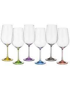 Набор из 6 штук Бокалы для вина Bohemia Crystal Rainbow 350мл 22см стекло 674 414_ Crystal bohemia