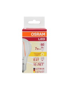 Светодиодная лампа LED FIL 7W E27 теплый груша Osram