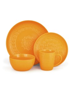 Набор посуды 16 предметов Motif тарелки кружки керамика оранжевый 6280_ Fissman