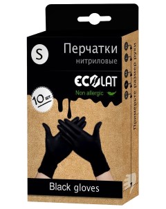 Перчатки нитриловые черные р S 10шт Ecolat