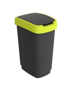 Мусорный контейнер для бытовых отходов Twist 25 л черно лаймовый Rotho