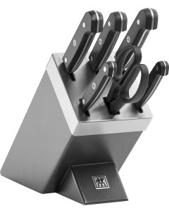 Набор кухонных ножей Gourmet 36133 410 7 предметов с блоком серебристо черный Zwilling