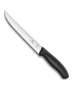 Нож разделочный узкое лезвие 18 см прямое чёрный в блистере Victorinox