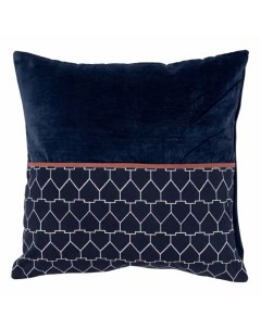 Чехол на подушку из хлопкового бархата с геометрическим принтом темно синего цвета ethn Tkano