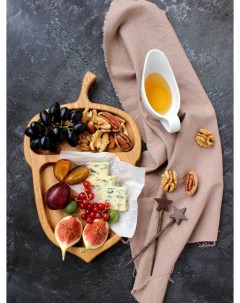 Менажница тарелка фруктовница из натурального дерева Осенний желудь Blessed home