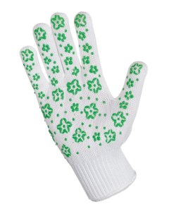 Перчатки для уборки трикотажные с дизайн напылением ПВХ green Хозяюшка мила