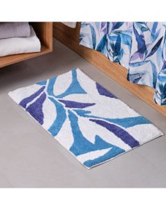 Мягкий коврик Akvarel для ванной комнаты 50х80 см цвет белый голубой Moroshka