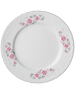 Тарелка обеденная рококо Нежная роза платина 25 см _676 012 Cmielow