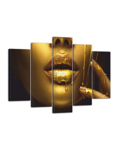 Картина модульная Золотые губы 80х140 см М3370 Hit-posters