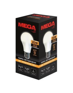 Лампа светодиодная Mega 20 Вт E27 колба 3000 K теплый белый свет 1041500 Promega jet