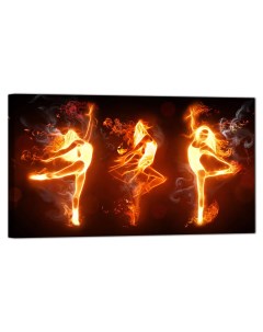 Картина на холсте Огненный танец Огонь Девушки 60х100 см Ф0025 с креплениями Добродаров