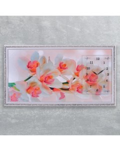 Часы картина настенные серия Цветы Ветка орхидеи 50 х 100 см Сюжет
