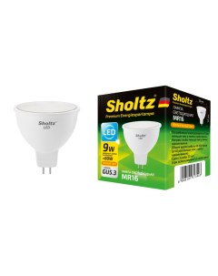 Светодиодная лампа софит 9Вт GU5 3 2700К MR16 220 240В пластик Sholtz