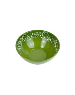 Глубокий зеленый салатник 07674 из керамики Лето диаметром 20 см Псковский гончар