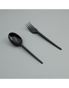 Набор одноразовой посуды Вилка ложка черный цвет 16 5 см 50 набор Nobrand