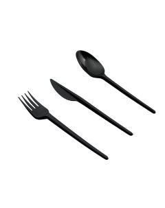 Набор одноразовой посуды Вилка ложка нож черный цвет 16 5 см 25 набор Take it easy