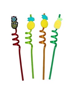 Трубочки для коктейля Ананасы набор 4 шт цвет МИКС Страна карнавалия