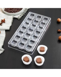 Форма для шоколада и конфет KONFINETTA Куб 27 5x13 5x3 см 21 ячейка ячейка 2 5x2 5 см Nobrand
