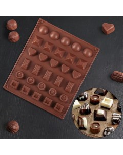 Форма для шоколада Доляна Коробка конфет 27x23x1 5 см 30 ячеек Nobrand