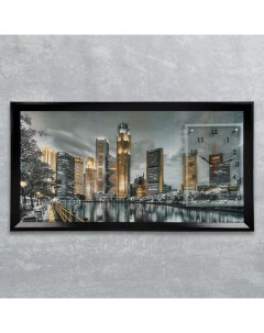 Часы картина настенные серия Город Ночной Сингапур 50 х 100 см Сюжет