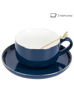 HOME Чайный набор 4пр с ложками Royal line Mindnight Blue 2 персоны v 350мл Nouvelle