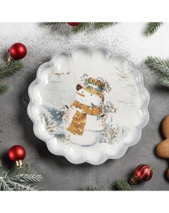 Блюдо сервировочное Рождественский снеговик 20 5х3 см Доляна