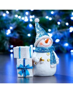 Фигура подсвечник Снеговик синий 12х6х14см Хорошие сувениры