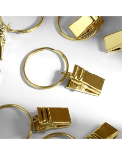 Кольцо для карниза с зажимом d 22 26 мм 20 шт цвет золотой Арт узор
