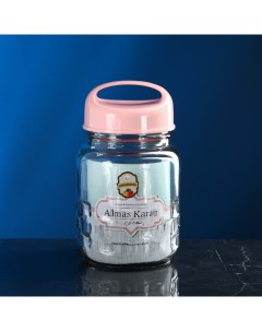 Банка стеклянная для сыпучих продуктов Универсальная крышка розовая 2 Авторское стекло