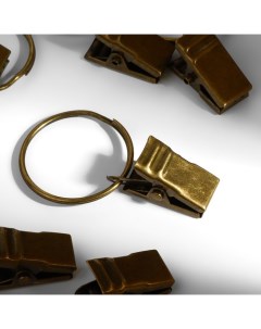 Кольцо для карниза с зажимом d 22 26 мм 20 шт цвет бронзовый Арт узор