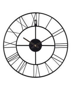Часы настенные Лофт металл D 40 черный с золотом 4022 001 Рубин