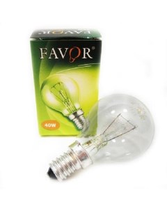 Лампа накаливания E14 40 Вт шар прозрачная Favor
