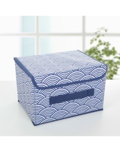 Короб стеллажный для хранения с крышкой Волна 26х20х16 см цвет синий Доляна