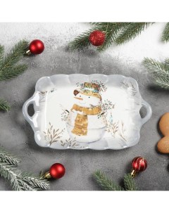 Блюдо сервировочное Рождественский снеговик 23 5х14х4 см Доляна