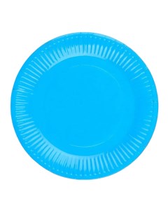 Тарелка бумажная однотонная голубой цвет 18 см набор 10 штук Страна карнавалия