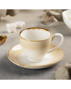 Кофейная пара керамическая Гелакси чашка 90 мл блюдце 11 7 см бежевый Nobrand