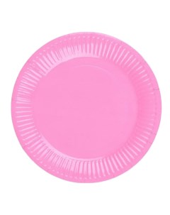 Тарелка бумажная однотонная цвет розовый 18 см набор 10 штук Страна карнавалия