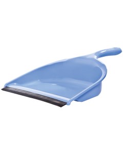 Совок для мусора низкая ручка с резиновой кромкой ширина 23см пластик голубой Officeclean