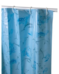 Штора для ванной комнаты 004 дельфины голубая Аквалиния