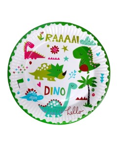 Тарелки бумажные Динозавры в наборе 6 штук Страна карнавалия