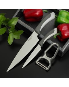 Набор ножей Faded 3 предмета ножи овощечистка серый Nobrand