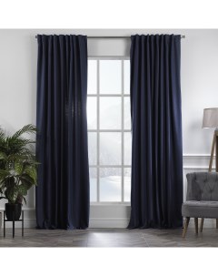Комплект штор Casa Eleganta 140х270 Ткань рогожка на шторной ленте Темно синий Casa elegante